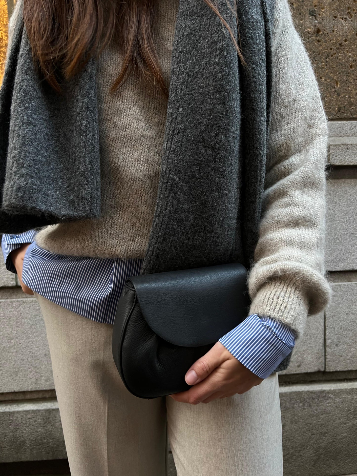 SCARF SANELA - DARK GREY MELANGE