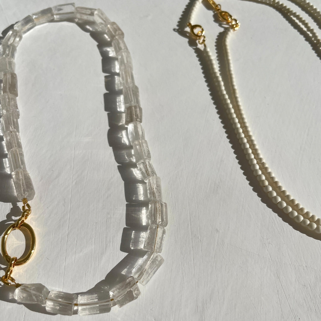 Natural bone Gold-Vermeil necklace / MINI BOULE