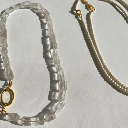 Natural bone Gold-Vermeil necklace / MINI BOULE