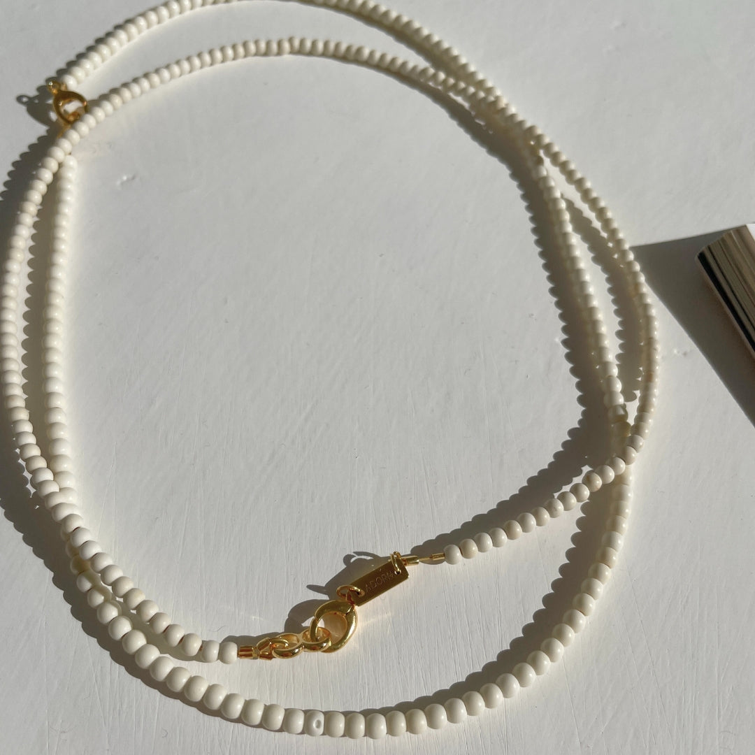 Natural bone Gold-Vermeil necklace / MINI BOULE